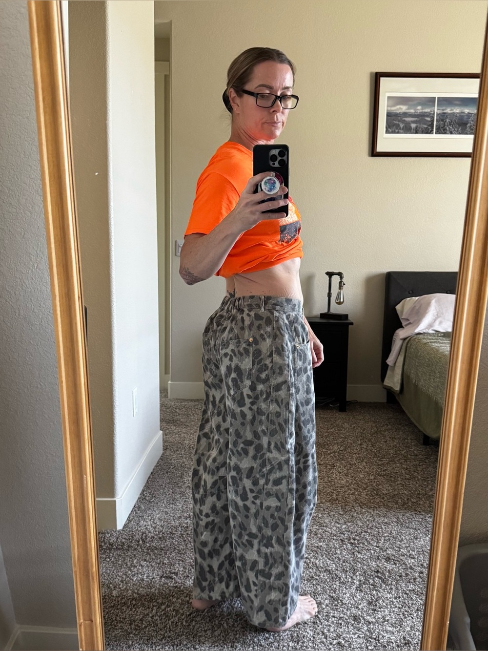 Like Love Animal Print Barrel Jeans Wo’s MEDIUM Baggy Wide Leg Pants High-Rise - Picture 14 of 15